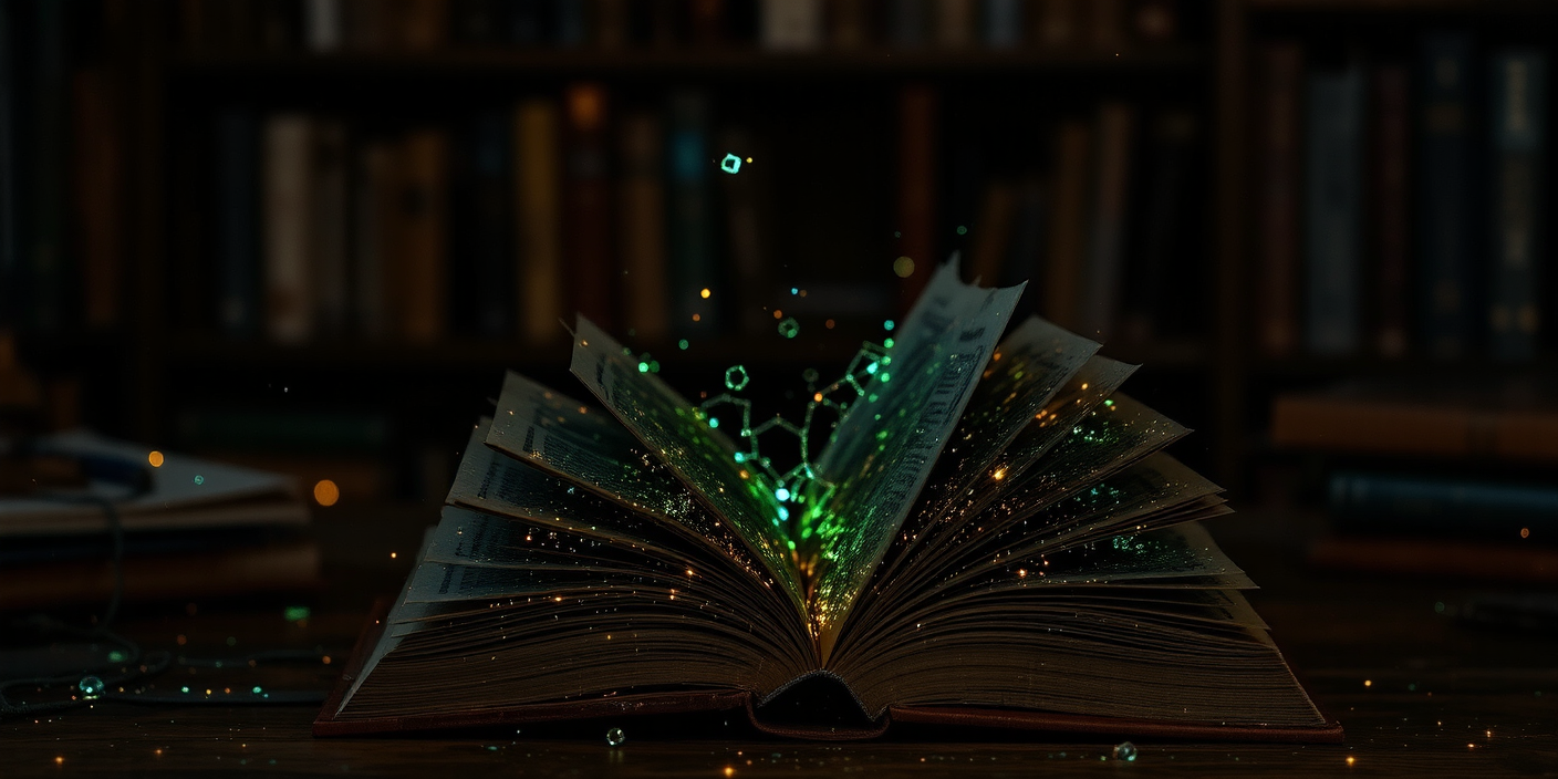 Open book with glowing pages