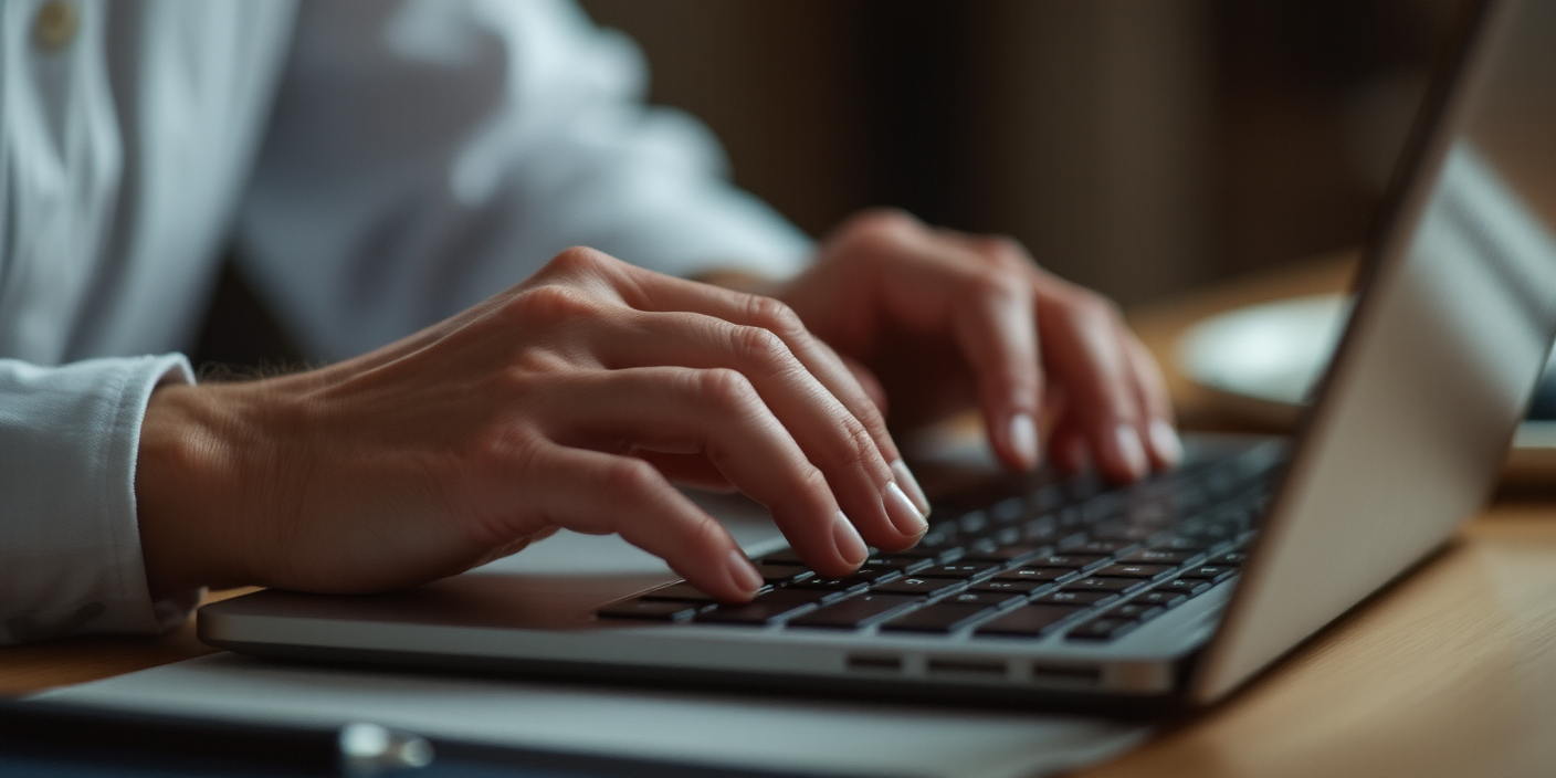 Hands typing or writing